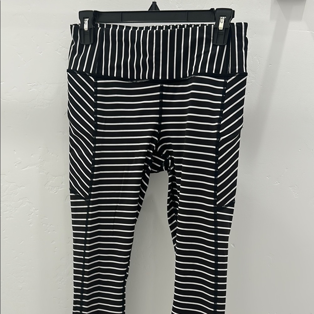 Athleta Black and White Striped Leggings - Picture 2 of 5